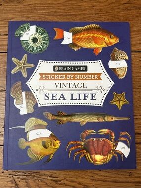 Vintage Sea Life Sticker-by-Number Book - Blue